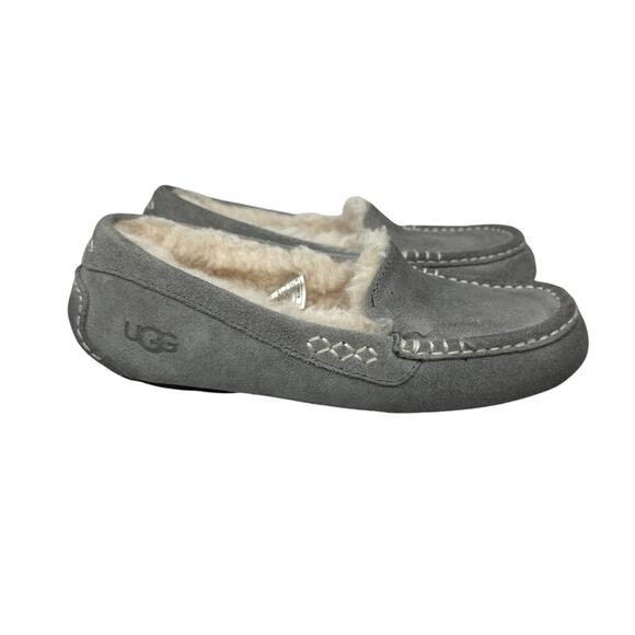 UGG  Ansley Slipper Water Resistant Suede Upper Wool Lining Gray, Size 6 - Picture 1 of 12